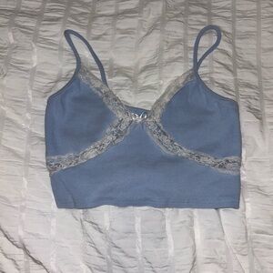 Women's Blue Lace Trim Tank